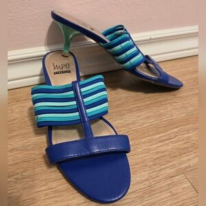 🌈 Impo Welsh Kitten Heels Sandal Open Toe Strappy Straps Accent Size 7.5